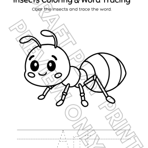 Insect Coloring & Word Tracing Printable Bundle – Educational Fun for Kids