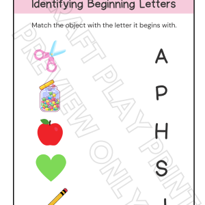 Match the Letter to the Object – Alphabet Worksheet