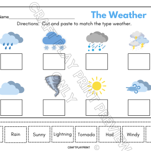 Learning the Weather – Cut and Paste Worksheet for Kids (Printable)