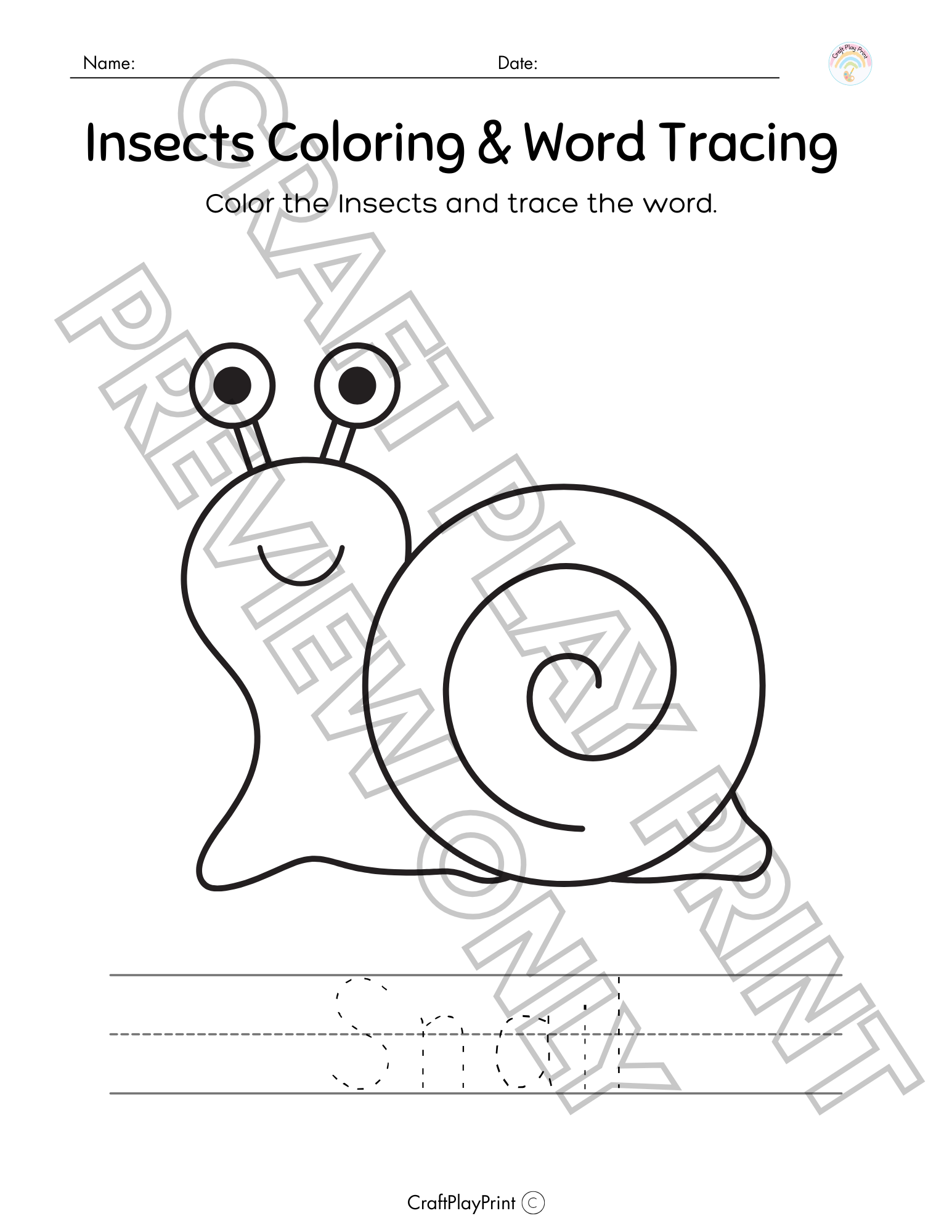 Insect Coloring & Word Tracing Printable Bundle – Educational Fun for Kids - Image 10