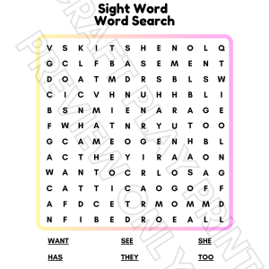 Sight Word Word Search – Early Reading Practice Worksheet